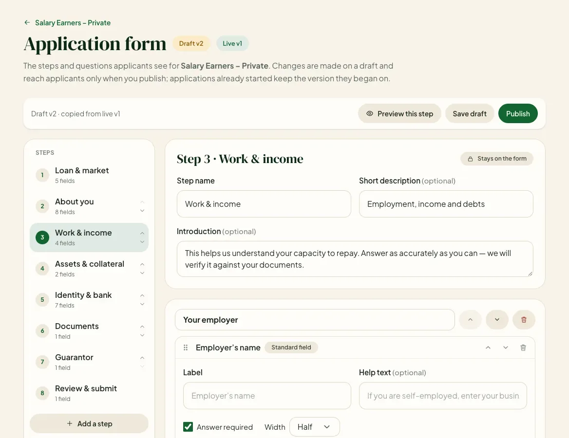 The application form builder